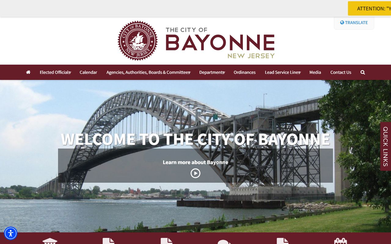 Bayonne city homepage for court records access