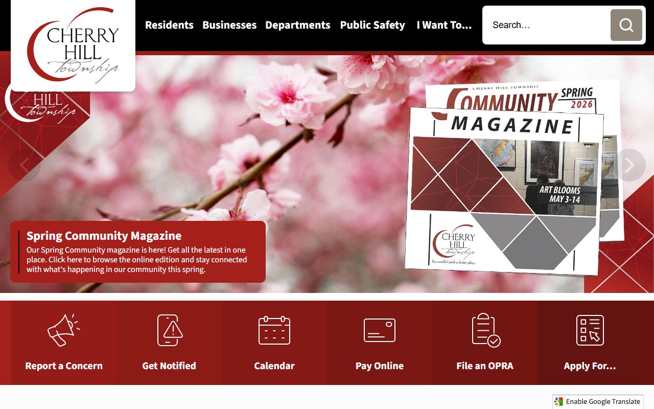 Cherry Hill Township homepage for court records and municipal services