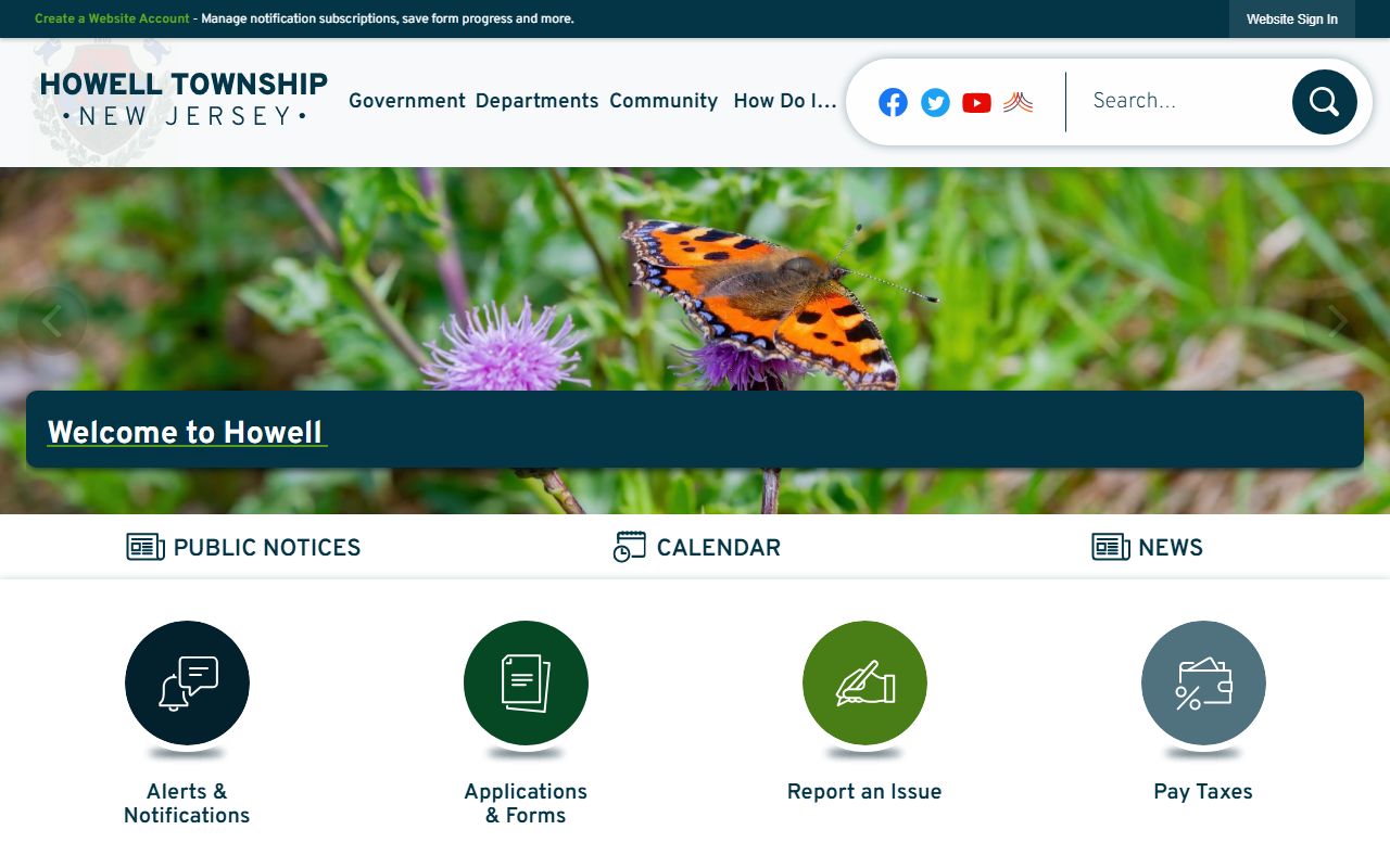 Howell Township homepage for court records and public services