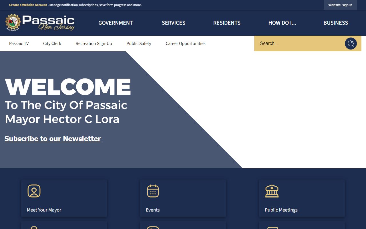 Passaic city homepage for court records and municipal services