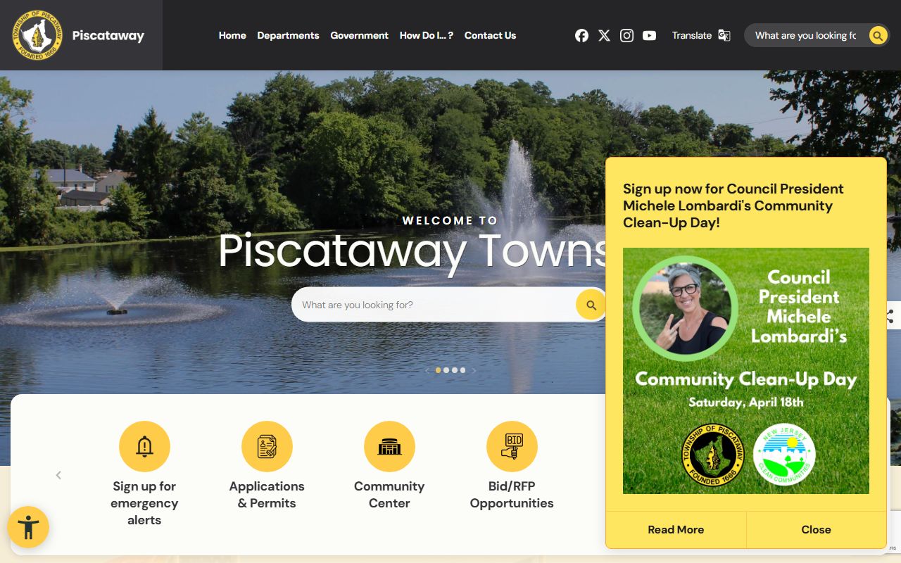 Piscataway Township homepage for court records and police services