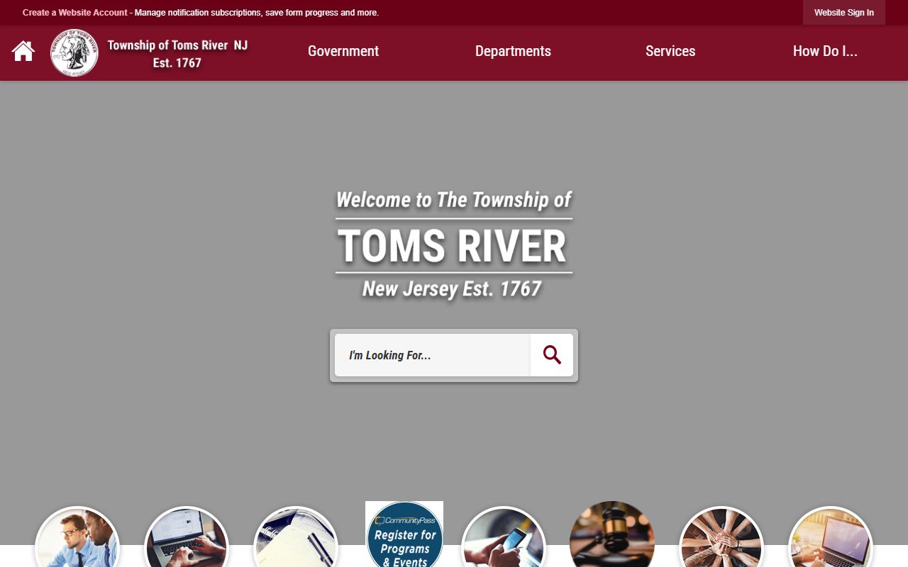 Toms River Township homepage for court records access
