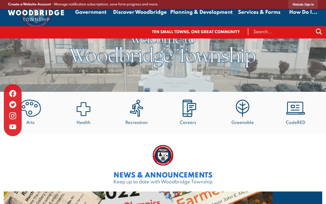 Woodbridge Township homepage for court records