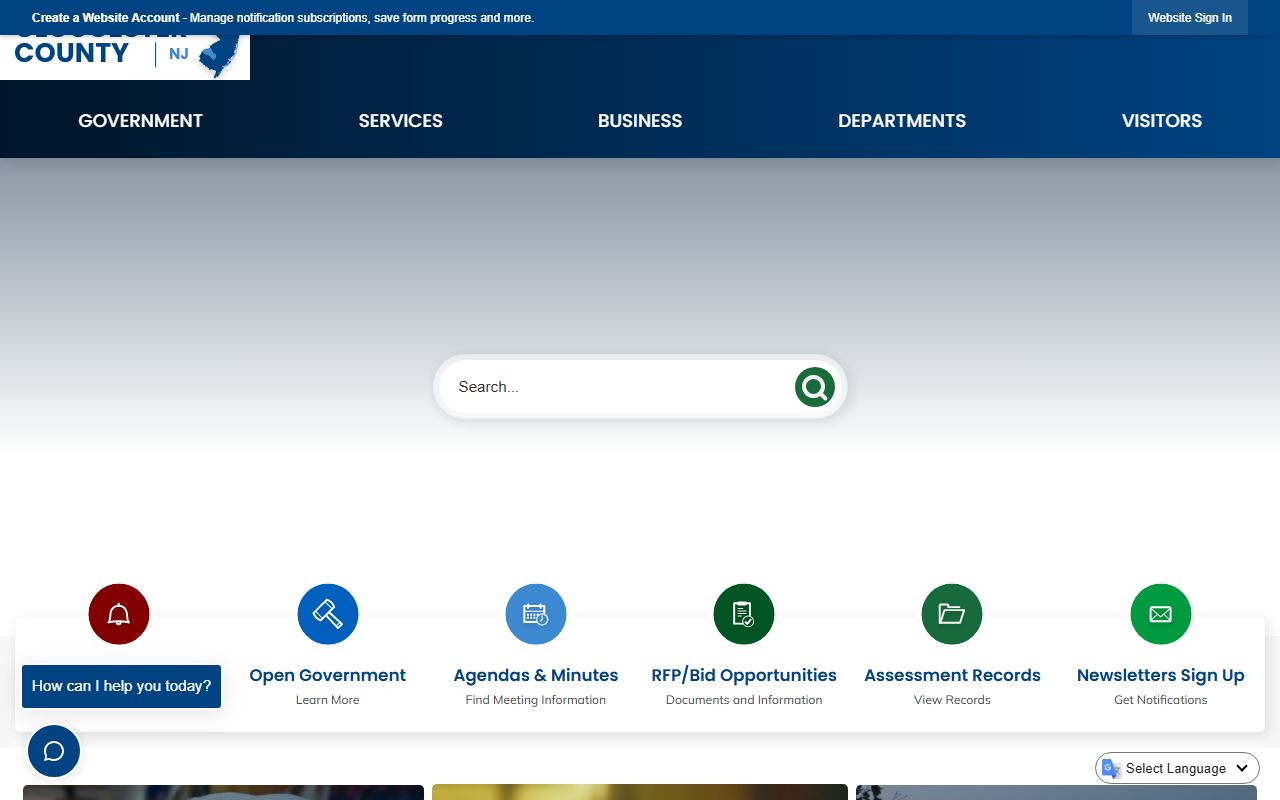 Gloucester County clerk homepage for court records