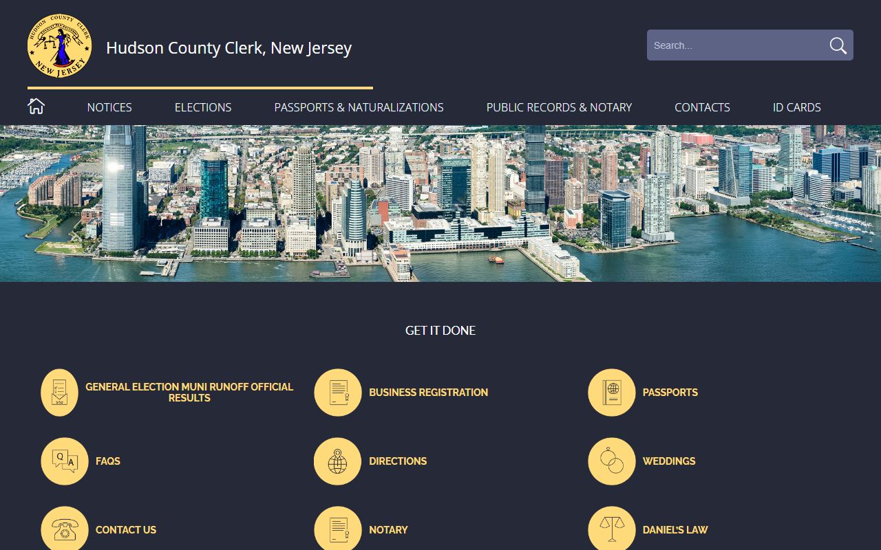 Hudson County Clerk homepage for court records