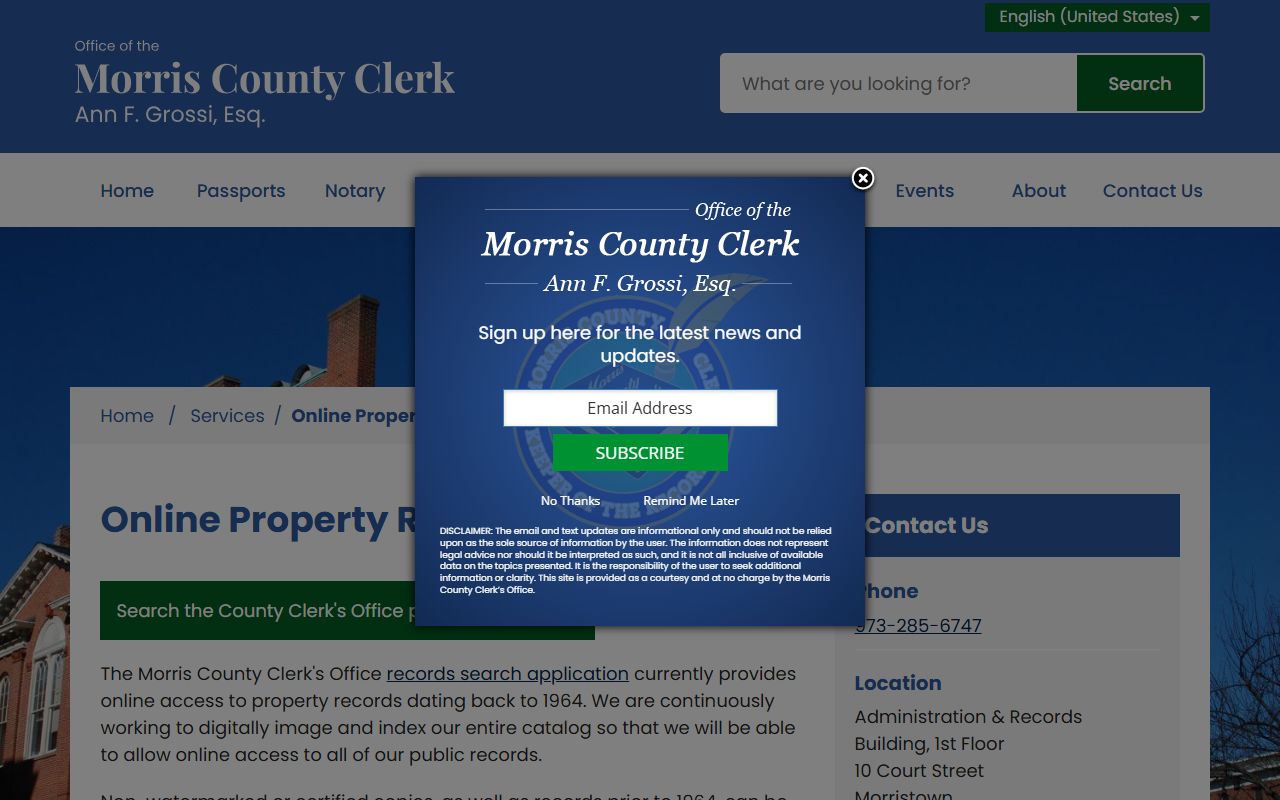 Morris County property records search for court records